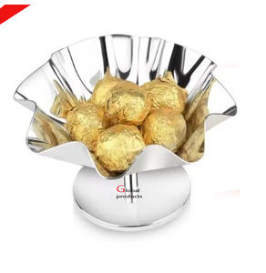 Tazón de servicio de acero inoxidable de metal con acabado plateado de aspecto simple para restaurante y bar de hotel - Product Image 4