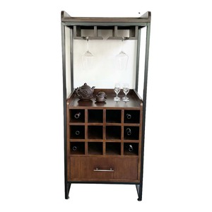 TPA015 Modern Antique Oak <b>Wine</b> Cabinet with Cooling Feature Solid Wood and Rubberwood Home Furniture with Iron Legs - Product Image 3