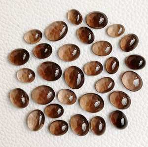 100เปอร์เซ็นต์กุหลาบธรรมชาติควอทซ์สโมคกี้ทรงรีแบนหลังเบี้ยเครื่องประดับทำพลอยใช้เป็นจำนวนมาก - Product Image 1