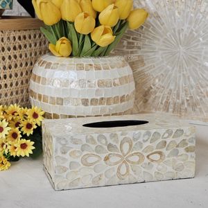 Boîte à mouchoirs en nacre personnalisée et plateaux de service d'affichage décoratif pour restaurant et hôtel - Product Image 2