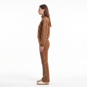 Custom Recycled Nylon Tricot Retro Tracksuit Set High Waisted Flare Pants Cropped Blouson <b>Jacket</b> for <b>Women</b> OEM Sialkot XXS-6XL - Product Image 3
