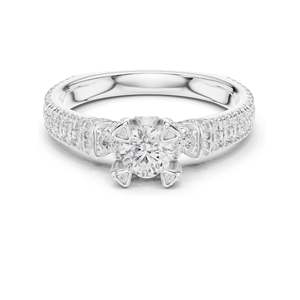 Bague de fiançailles en diamant de laboratoire rond brillant de 1,19 carat, clarté VVS-VS EF, or 18 carats, 14 carats, 10 carats et argent 925, moissanite - Product Image 2