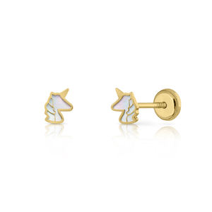 Pendientes de oro de unicornio y nácar - Product Image 1