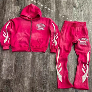 Conjunto de Pantalones Deportivos Vintage para Hombre, Deslavados al Sol, con Logotipo Bordado, Sudadera con Capucha y Pantalones Acampanados, Personalizados, 100% Algodón, Impresión DTG - Product Image 5