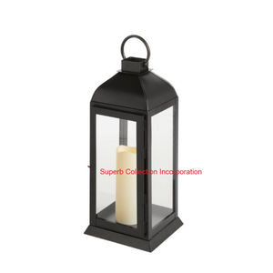 Linterna decorativa moderna de metal negro con vela, ideal para interiores y exteriores, hogar, jardín y patio, decoración, boda y evento, iluminación - Product Image 4
