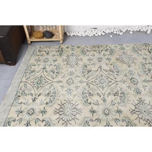 พรมตุรกี, พรมวินเทจขนาดใหญ่ 4.7x9.6 ฟุต, พรมลายดอกไม้สีเบจเขียว - Product Image 5