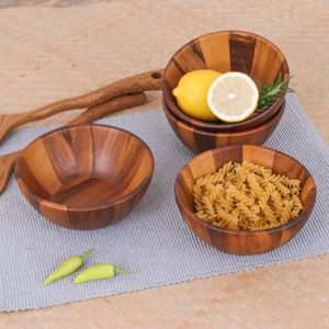 Juego de vajilla culinaria para servir comida, cuenco de madera minimalista, cuencos de madera natural sostenibles de Vietnam - Product Image 5
