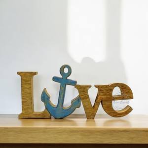 Encantadora decoración de madera "Life" con acento de ancla dorada, perfecta para decoración náutica o de playa para el hogar, agrega calidez y estilo - Product Image 4