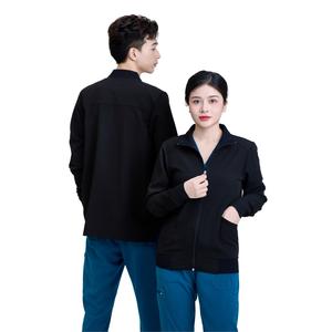 Spandex/poliéster estambre tela Scrub chaqueta quirúrgica médica enfermería Unisex 2 bolsillos cremallera frontal salón Scrubs - Product Image 4