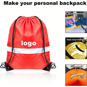 Sac à dos de sport en polyester lavable avec cordon de serrage Grands mini sacs cadeaux en plastique Emballage écologique avec cordon de serrage - Product Image 6