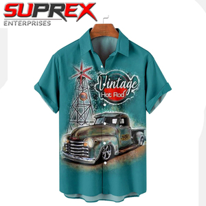 Camisa de Manga Corta de Punto con Estampado de Leopardo Vintage, Corte Slim Fit para Hombre, Estilo Retro Rockabilly, Casual, con Botones, Moda de Verano - Product Image 3