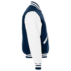 Men's High Quality Leather and Wool Body Sleeve Baseball Jacket with Lettering for <b>Winter</b> Made in USA - Product Image 3