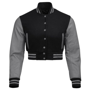 Veste légère Lettermen pour femmes haut court avec lettre imprimée College Letterman femmes teint uni - Product Image 4