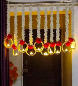 Hanging Light Diwali Decor T Light Candle Holder Diwali decorations Flower Hanging door hanging pooja decoration Indian House Wa