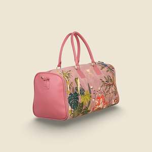 Weekender Vegan Leather Suede Velvet Fabric Foldable Eco-Friendly <b>Duffel</b> <b>Bag</b> with Zipper Closure for Women Travel - Product Image 5