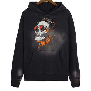 Ensemble sweat-shirt et pantalon de survêtement pour homme sur mesure, délavé à l'acide, 100% coton, strass, fermeture éclair intégrale, taille plus, design surdimensionné - Product Image 2