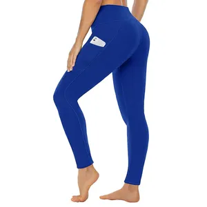 Leggings Full Length con tasche In donne nere che corrono aderenti senza soluzione di continuità Yoga Fitness Leggings per le donne