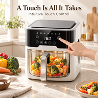 Friteuse à air numérique 5 litres avec panier en verre, écran tactile, minuteur et conception de cuisson à 360 degrés