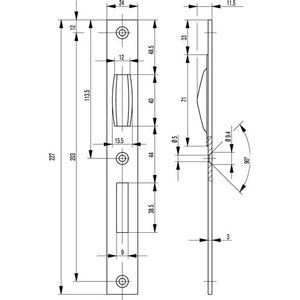 S440 Stainless Steel Flat Strike <b>Plate</b> Square-Edged <b>Door</b> <b>Plate</b> with 24mm Faceplate Width BKS Product - Product Image 3