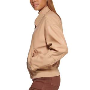 Elegante nueva chaqueta de cuero para mujer suave piel de cordero Slim Fit 3 botones Blazer 2024 moda nueva chaqueta de cuero para mujer colores brillantes - Product Image 5