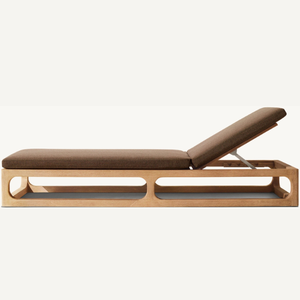 Chaise longue en teck de bonne qualité au design moderne et simple pour la plage ou la piscine - Product Image 4