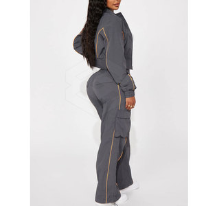 ชุดวิ่งออกกำลังกายสำหรับผู้หญิงสองชิ้นชุดวิ่งโยคะออกกำลังกายแบบไร้รอยต่อยืดได้4ทิศทาง - Product Image 5