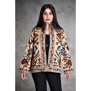 Unravel Mystery Women's Vintage-Inspired Quilted Jacket Blazer Bohemian Dream Suzani Splendor Intricate Embroidery Winter <b>Stand</b> - Product Image 5