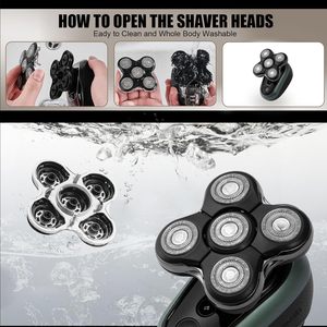 Tête de rasoir de rechange pour rasoirs électriques rotatifs, cinq lames, double lame, lavable, pour le visage, compatible - Product Image 4