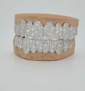Rejillas Dentales Personalizadas con Diamantes Cultivados en Laboratorio VVS vs EF, Rejillas Dentales de Oro de 10k, 14k y 18k, Plata, Rejillas Dentales con Incrustaciones de Diamantes - Product Image 2