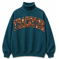 Sweat-shirt oversize à col montant vert olive uni pour femme, manches longues, style streetwear décontracté, Trackstar OEM Private Label