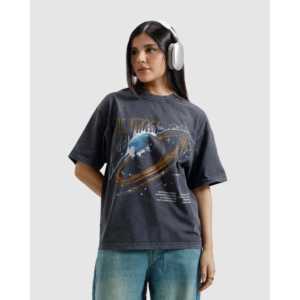 เสื้อยืดคอสมอส แอซิดวอช ระบายอากาศได้ดี ผ้าเจอร์ซีย์คอตตอน 100% ลายพิมพ์ตัวอักษรแบบเรียบ น้ำหนัก 200gsm 250gsm 300gsm - Product Image 2