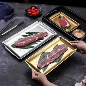 Bandejas de Servicio Personalizadas de Acero Inoxidable, Platos Rectangulares para Servir Alimentos, Platos Metálicos para Cocina y Buffet - Product Image 3