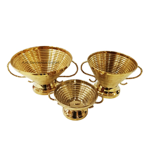 Ultimate Metal Dates Serving Bowl Rounded Shape Glossy Gold Plating With Handmade Hammered Designing <b>Chocolates</b> Serving Bowl - Product Image 2