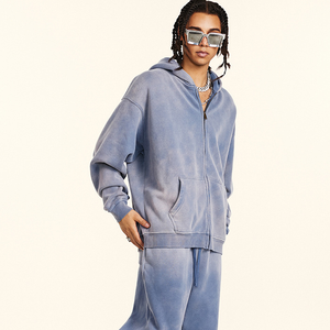 Sudadera con Capucha y Cremallera Extra Grande con Estampado DTG Personalizado para Hombre, Sudadera con Capucha de Alta Calidad, 100% Algodón, Lavado Ácido Vintage - Product Image 4