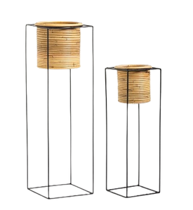 Maceta de madera y ratán con forma personalizada, estilo Vintage, jardinera de ratán, estante de exhibición para el hogar, maceta de patas de madera - Product Image 5