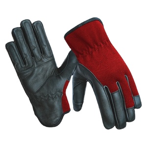 Cowhide Aniline Leather Anti-Slip Breathable Elastic Wrist Work <b>Gloves</b> for Drivers Safety Canvas Cleaning Industrial Use - Product Image 6