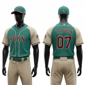 Maillot de baseball pour homme de qualité supérieure, 200 GSM, micro-interlock en polyester, rouge crème, panneau raglan, logo sublimé - Product Image 4