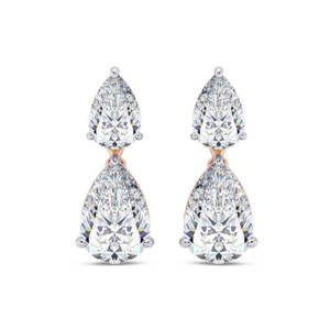 Boucles d'oreilles en moissanite or rose 7 carats, forme poire, pour un look luxueux - Product Image 1