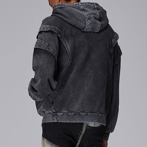 Automne à capuche Denim veste hommes Hip Hop jean manteau rétro jean veste rue décontracté Bomber vestes hommes femmes vêtements d'extérieur à capuche - Product Image 1