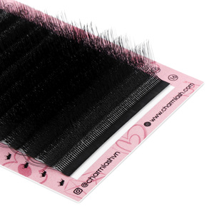 Extensiones de pestañas rizadas 4D prefabricadas de seda de alta calidad, sin efecto de volumen azulado o verdoso, suministro del proveedor - Product Image 5