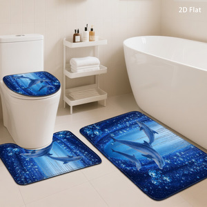 Ensemble de tapis de bain imprimés sur mesure pour salle de bain, tapis antidérapant pour douche, rideau de douche - Product Image 6