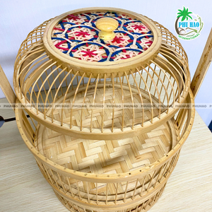 PANIERS DE RANGEMENT EN BAMBOU à deux niveaux tissés à la main décoratifs de qualité supérieure avec panier de rangement de fruits à motifs de fleurs et panier cadeau - Product Image 6