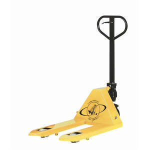 Short Model Hand-Powered <b>Pallet</b> <b>Jack</b> 800 mm Steel Forks with 2 Front Rollers - Product Image 1