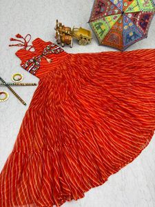 2025 verano nueva moda para niñas con cuello en V Gamathi trabajo con espejo real con Codi LECE original Navratri especial Gamathi vestido de trabajo - Product Image 5