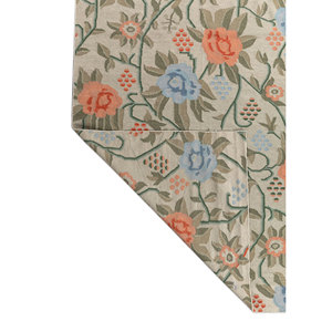 Alfombra de Lana Tejida Plana Azul Aprezo, Alfombra Rectangular Floral para Decoración de Sala de Estar, Modelo ADWL-13299 - Product Image 4