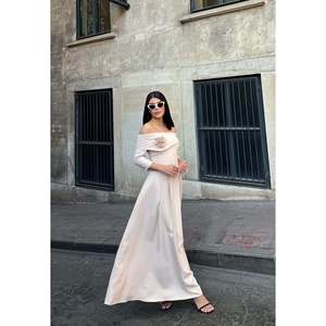Vestido Maxi Doble Atlas Color Borgoña para Mujer, Marca missJANELL, Mezcla de Poliéster y Elastano, Elegante y Largo para Eventos Formales e Informales, Tallas S-XL - Product Image 6