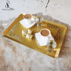 Plated & Powder Coated Iron Serving Tray Elegant Metal Display Tray for Hotels, Parties & Home Decor Custom Logo & Packaging - Product Image 1