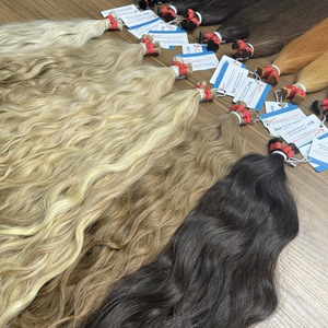 Premium Thanh an Hair Remy Vietnamese Human Hair Bulk Machine Double Weft Wavy Colored No <b>Tangle</b> No Shedding - Product Image 2
