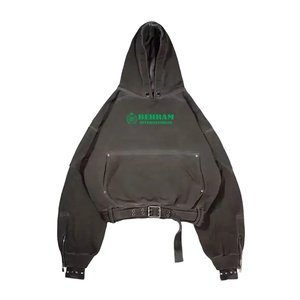 เสื้อฮู้ดดี้ผู้ชายคุณภาพสูง ทรงปกติ แขนยาว ผ้าคอตตอน 100% ตัดเย็บอย่างดี พร้อมเข็มขัดรัดเอว - Product Image 2