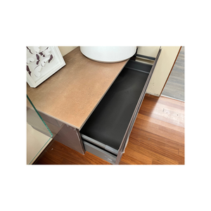 Mueble de Baño Moderno de Pared, Marca Italiana, Color Marrón Chocolate Mate, con Encimera de Porcelana con Aspecto de Piedra, Cajón Espacioso, Lavabo y Grifo Incluidos - Product Image 5